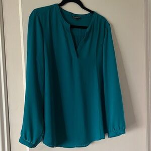 Adrianna Papell Teal Long Sleeve Blouse